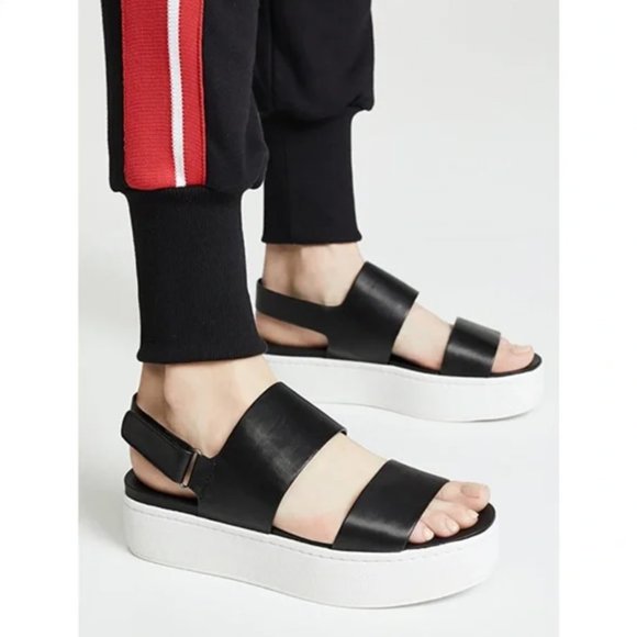 Vince Shoes New Vince Westport Leather Platform Sandals Black White